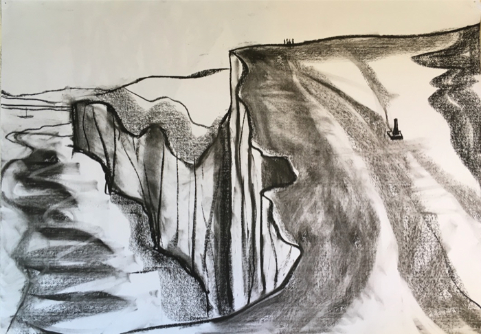 Seven Sisters Study, 2018, charcoal, 30 x 40cm SOLD